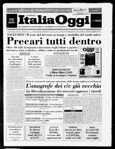 Italia oggi : quotidiano di economia finanza e politica